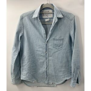 Frank & Eileen Eileen Relaxed Button Up Shirt Blue Denim Size XXS Distressed